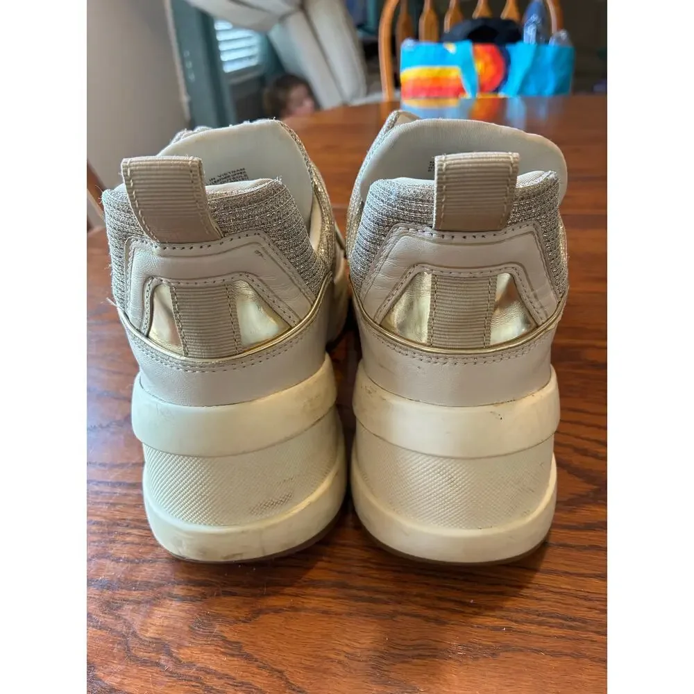Michael Kors Olympia Trainer Sneakers In Pale Gold Platform Size 9.5